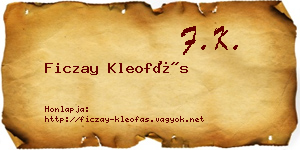 Ficzay Kleofás névjegykártya